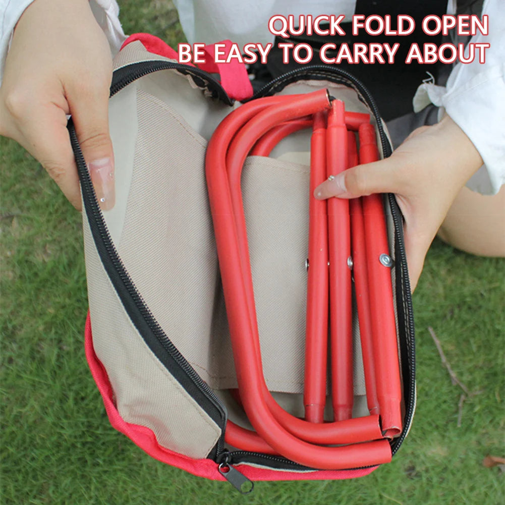 Taburete Plegable Para Acampar Con Bolsa, Silla De Almacenamiento Portátil De Metal, Reposapiés Compacto Para Campamento, Muebles De Viaje Para Senderismo Al Aire Libre