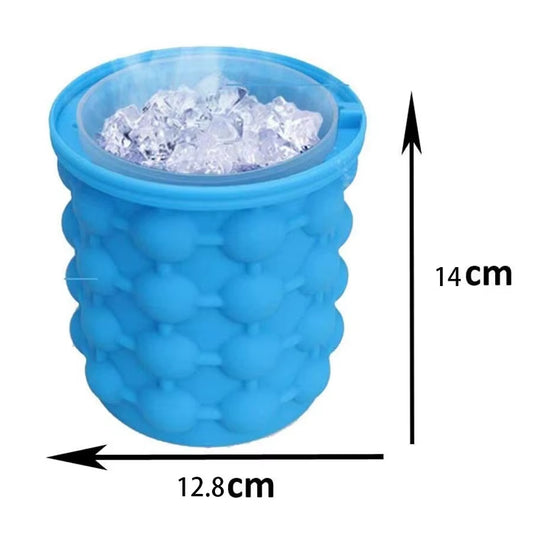Molde Para Cubitos De Hielo Bandeja Para Hielo Cubo De Hielo Grande De Silicona (2 En 1) Máquina Para Hacer Cubitos De Hielo Circular Portátil (Azul Oscuro) Adecuado Para El Verano