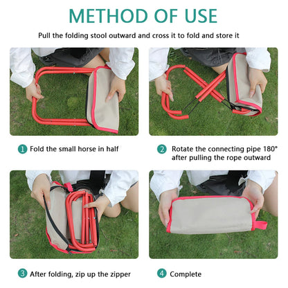 Taburete Plegable Para Acampar Con Bolsa, Silla De Almacenamiento Portátil De Metal, Reposapiés Compacto Para Campamento, Muebles De Viaje Para Senderismo Al Aire Libre
