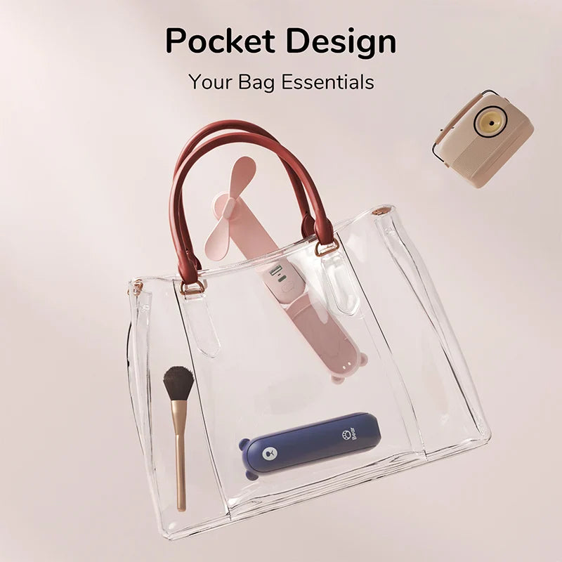 JISULIFE 3 in 1 Pocket Mini Handheld Fan,Usb 4500Mah Rechargeable Portable Fan with Power Bank&Flashlight,Travel,Camping,Outdoor