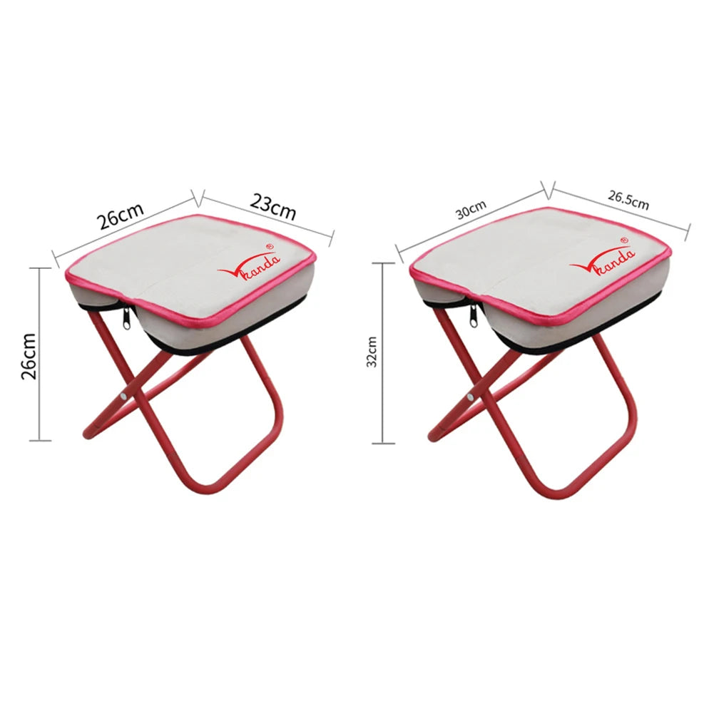 Taburete Plegable Para Acampar Con Bolsa, Silla De Almacenamiento Portátil De Metal, Reposapiés Compacto Para Campamento, Muebles De Viaje Para Senderismo Al Aire Libre