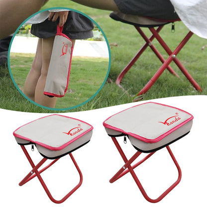 Taburete Plegable Para Acampar Con Bolsa, Silla De Almacenamiento Portátil De Metal, Reposapiés Compacto Para Campamento, Muebles De Viaje Para Senderismo Al Aire Libre