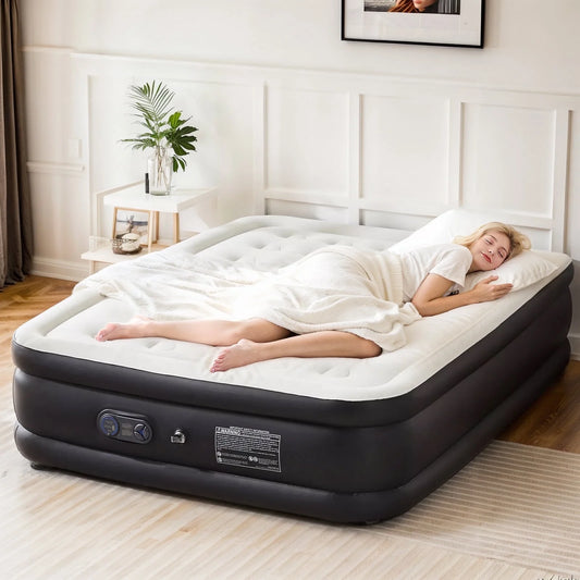 Air Mattress Queen with Built in Pump, 18-Inch Raised Inflatable Blow up Camping Bed, Self-Inflating Portable Colchones Inflables for Guests, Home, and Travel, 660Lbs Weight Capacity