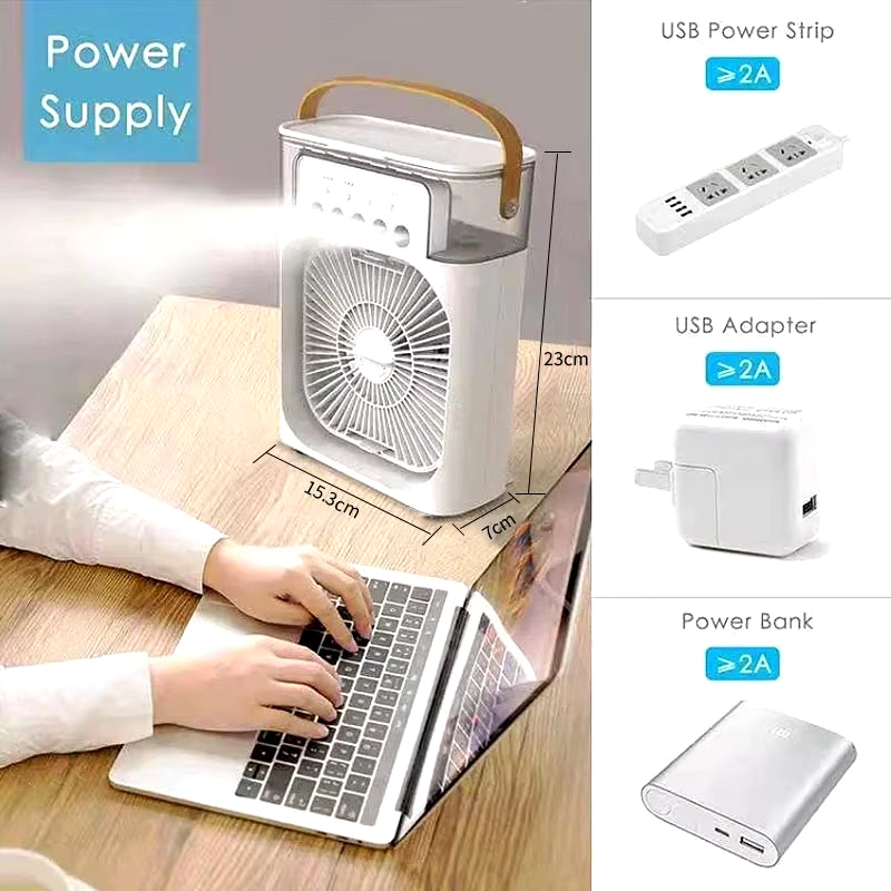 Ventilador Nuevo 3 En 1, Aire Acondicionado, Refrigerador De Aire Pequeño Para El Hogar, Luz LED Nocturna, Humidificador Portátil, Ventilador De Ajuste De Aire, Ventilador Para Oficina Y Hogar